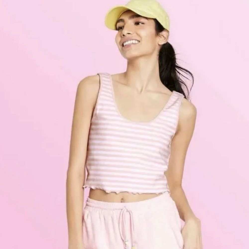 Stoney Clover x Target Tank Top Crop Stripe Pink White NWT